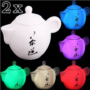 BuySKU61640 Exquisite Teapot Shaped Design Color Changing LED Desktop Small Night Light (White) - 2 pcs/set