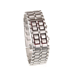 BuySKU58562 Fascinating Stainless Steel Sport Style Led Lava Table Watch (Silver)