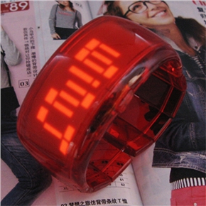 BuySKU58334 Fashionable Digital Watch Bracelet Watch with Blue LED Displaying (Red)