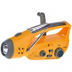 BuySKU63794 Fashionable Hand-winding Charge Solar Flashlight Radio with LED Blink Light (Yellow)