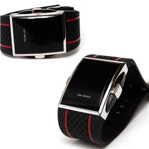 BuySKU57383 Fashionable Rectangle Shaped Case Digital LED Wrist Watch with Silicone Rubber Band