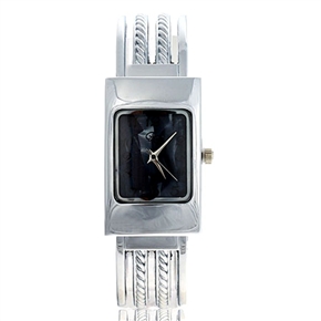 BuySKU57963 Feminine Bracelet Style Quartz Wrist Watch with Silver Steel Watchband (Black Chassis)