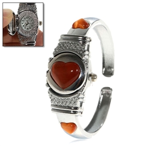 BuySKU58019 Feminize Bracelet Design Quartz Wrist Watch with Heart Shaped Opal (Orange)