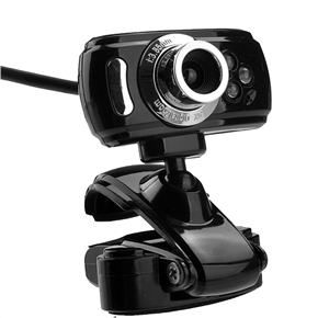 BuySKU67204 Flexible 10.0 Mega Pixels USB 2.0 Webcam Web Camera with Microphone & 3 LED Lights for PC Laptop Notebook (Black)
