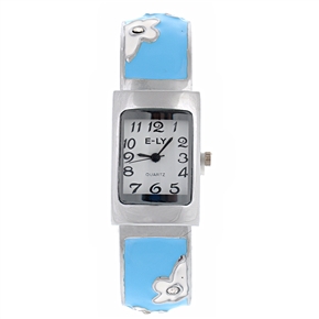 BuySKU57757 Floral Bracelet Style Wrist Watch Metal Watch with Rhinestones (Blue)