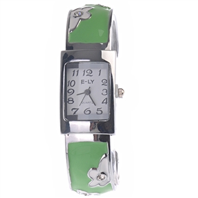 BuySKU57754 Floral Bracelet Style Wrist Watch Metal Watch with Rhinestones (Green)