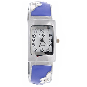 BuySKU57751 Floral Bracelet Style Wrist Watch Metal Watch with Rhinestones (Purple)