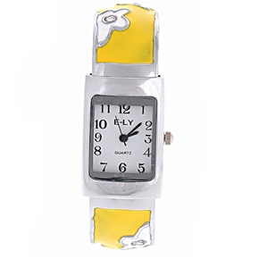 BuySKU57755 Floral Bracelet Style Wrist Watch Metal Watch with Rhinestones (Yellow)