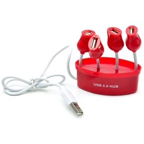 BuySKU22930 Flower Pot Style High Speed USB HUB with 4 USB Ports (Red)
