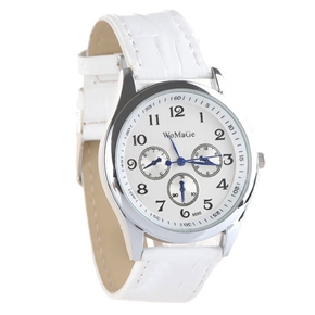 BuySKU58089 Four-dial Design Quartz Wrist Watch with Faux Leather Band (White)