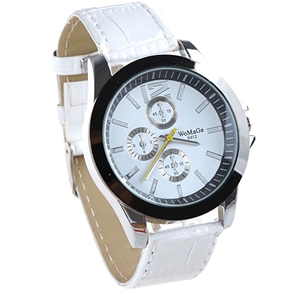 BuySKU58075 Four-dial Design Quartz Wrist Watch with Synthetic Leather Band (White)