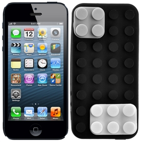BuySKU67599 Funny 3D Building Block Style Soft Silicone Protective Back Case Cover for iPhone 5 (Black)