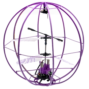 BuySKU65453 Funny Rechargeable Type 3-Channel Gyro System Infrared Remote Control 360 Rotating Fly Ball with LED Light (Purple)
