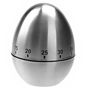 BuySKU64898 Funny Stainless Steel Egg Shaped Kitchen Cooking 60-minute Timer (Silver)
