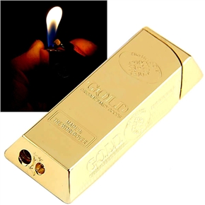 BuySKU65121 Gold Brick Shaped Refillable Butane Jet Flame Lighter Torch for Cigar Cigarette Tobacco