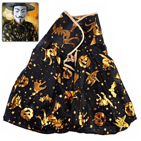 BuySKU61756 Golden Pumpkin & Witch Design Cape for Costume Balls /Parties /Halloween