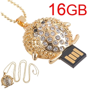 BuySKU60521 Gorgeous Penguin Design 16GB USB Flash Memory Flash Drive U Disk with Rhinestone Decoration (Golden)