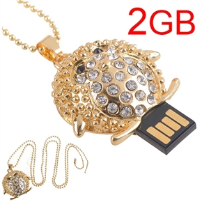 BuySKU60524 Gorgeous Penguin Design 2GB USB Flash Memory Flash Drive U Disk with Rhinestone Decoration (Golden)
