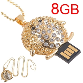 BuySKU60522 Gorgeous Penguin Design 8GB USB Flash Memory Flash Drive U Disk with Rhinestone Decoration (Golden)