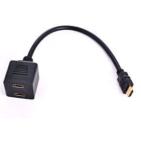 BuySKU12381 HDMI Splitter - New Practical HDMI Male to HDMI Female * 2 (Black)