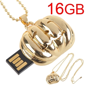 BuySKU60526 Halloween Pumpkin Design 16GB USB Flash Memory Flash Drive U Disk with Chain (Golden)