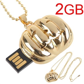 BuySKU60525 Halloween Pumpkin Design 2GB USB Flash Memory Flash Drive U Disk with Chain (Golden)