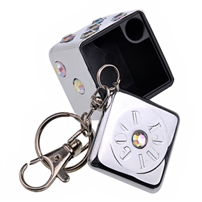 BuySKU65406 High Class Portable Diamond Setting Dice Ashtray with Keychain (Silver)