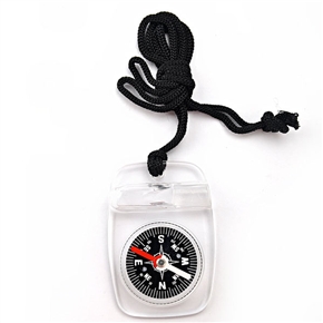 BuySKU58786 High Quality Round Portable Outdoor Survival Compass with Whistle (Transparent)