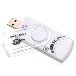 BuySKU64231 High Speed USB 2.0 Multifunctional Universal Card Reader with LED Indicator (White)