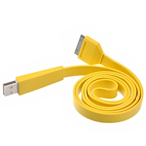BuySKU67756 High-quality 1M Flat Noodle Style USB Sync Data & Charging Cable Cord for iPad /iPhone (Yellow)