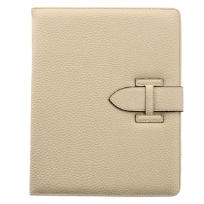 BuySKU63216 High-quality Lichee Pattern Leather Sheath Case for The new iPad (White)
