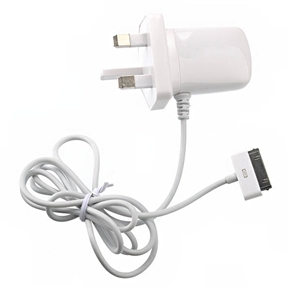 BuySKU63291 High-quality UK Plug Wired Travel Charger for iPhone /iPad /iPod (White)