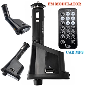 BuySKU58839 High-quality Wireless Remote Control Car MP3 Player with FM Transmitter /SD Slot /3.5mm Earphone Jack /USB Jack (Black)