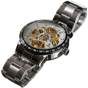 BuySKU58557 IK Colouring 98226G Men Round Steel Mechanical Wristwatch (Golden Core)