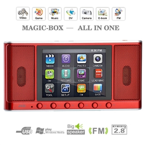 BuySKU63922 JX M300 2.8" TFT-LCD Magic Box Speaker 2GB Multi-media Player with 1.3MP Camera /FM /AV-In /AV-Out /TF Slot (Red)