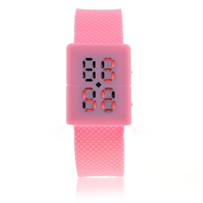 BuySKU58370 Japanese Style Red LED Display Digital Watch with Vinyl Band (Pink)