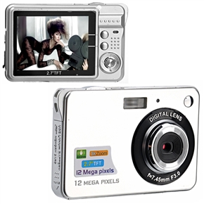 BuySKU63273 K09 2.7" TFT-LCD 12.0 Mega Pixels Portable Digital Camera with 8X Digital Zoom /Anti-shake /SD Slot /USB Jack (Silver)