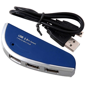 BuySKU55067 Knife Shaped USB 2.0 High Speed 4-Port Mini Hub Adapter with External USB Cable (Blue)