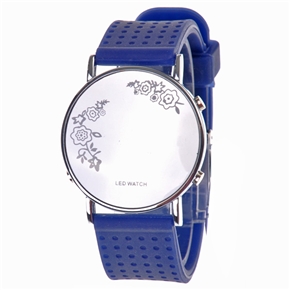 BuySKU57506 LED Wrist Watch with Round Dial & Silicone Watch Band (Blue)