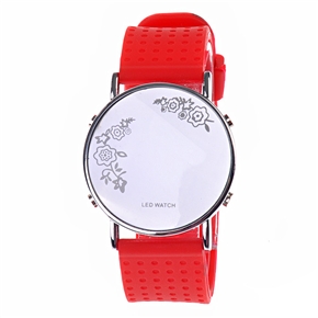 BuySKU57508 LED Wrist Watch with Round Dial & Silicone Watch Band (Red)