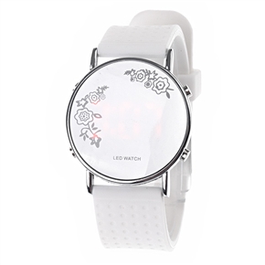 BuySKU57509 LED Wrist Watch with Round Dial & Silicone Watch Band (White)