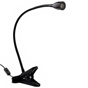 Large-size USB Rechargeable Type LED Desk Lamp Reading Light with Clip (Black)  
