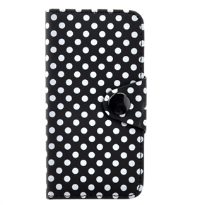 BuySKU70246 Left-right Open Style Dots Pattern PU Protective Case with Card Holders & Inner Hard Back Case for iPhone 5 (Black)
