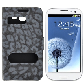 BuySKU67609 Left-right Open Style Leopard Pattern PU Protective Case with Inner Hard Back Case for Samsung Galaxy S III (Black)