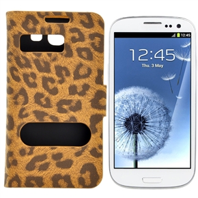 BuySKU67613 Left-right Open Style Leopard Pattern PU Protective Case with Inner Hard Back Case for Samsung Galaxy S III (Brown)