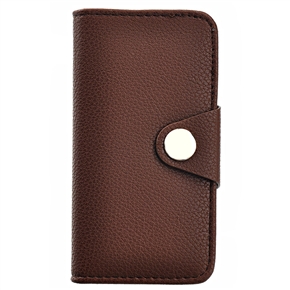 BuySKU67892 Left-right Open Style Litchi Texture PU Protective Case with Card Holders & Inner Hard Back Case for iPhone 5 (Brown)