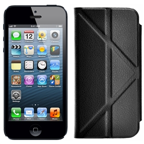 BuySKU67719 Left-right Open Style Litchi Texture PU Protective Case with Inner Hard Back Case & Magnetic Stand for iPhone 5 (Black)