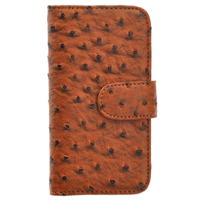 BuySKU67914 Left-right Open Style Ostrich Skin PU Protective Case with Card Holders & Inner Hard Back Case for iPhone 5 (Brown)