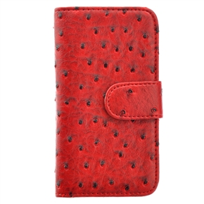 BuySKU67915 Left-right Open Style Ostrich Skin PU Protective Case with Card Holders & Inner Hard Back Case for iPhone 5 (Dark Red)