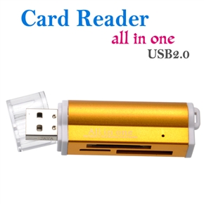 BuySKU64398 Lighter Shaped High Speed USB 2.0 /1.1 480Mbps All in One Universal Card Reader with LED Indicator (Gold)